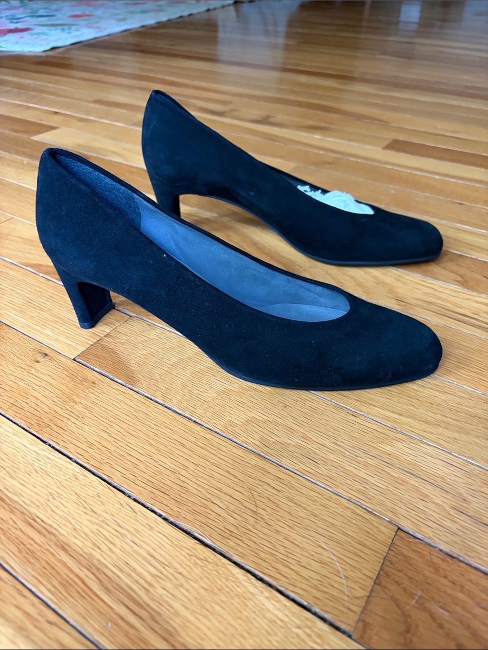 Stuart Weitzman Black Suede Women's Mid Heel Pumps